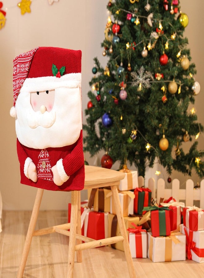 Fhberni Santa Claus Christmas Chair Covers Cute Dining Room Slipcovers Kitchen Removable Washable Parsons Protector for Xmas Holiday Kitchen Universal Size - Image 2